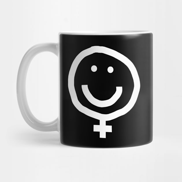 Minimal Female Smiley Face White Line by ellenhenryart